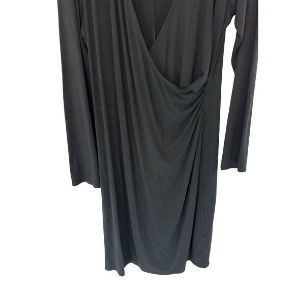J. Jill Black Dress Collared Office Stretch Long Sleeve Faux Wrap Work Large - Picture 4 of 10